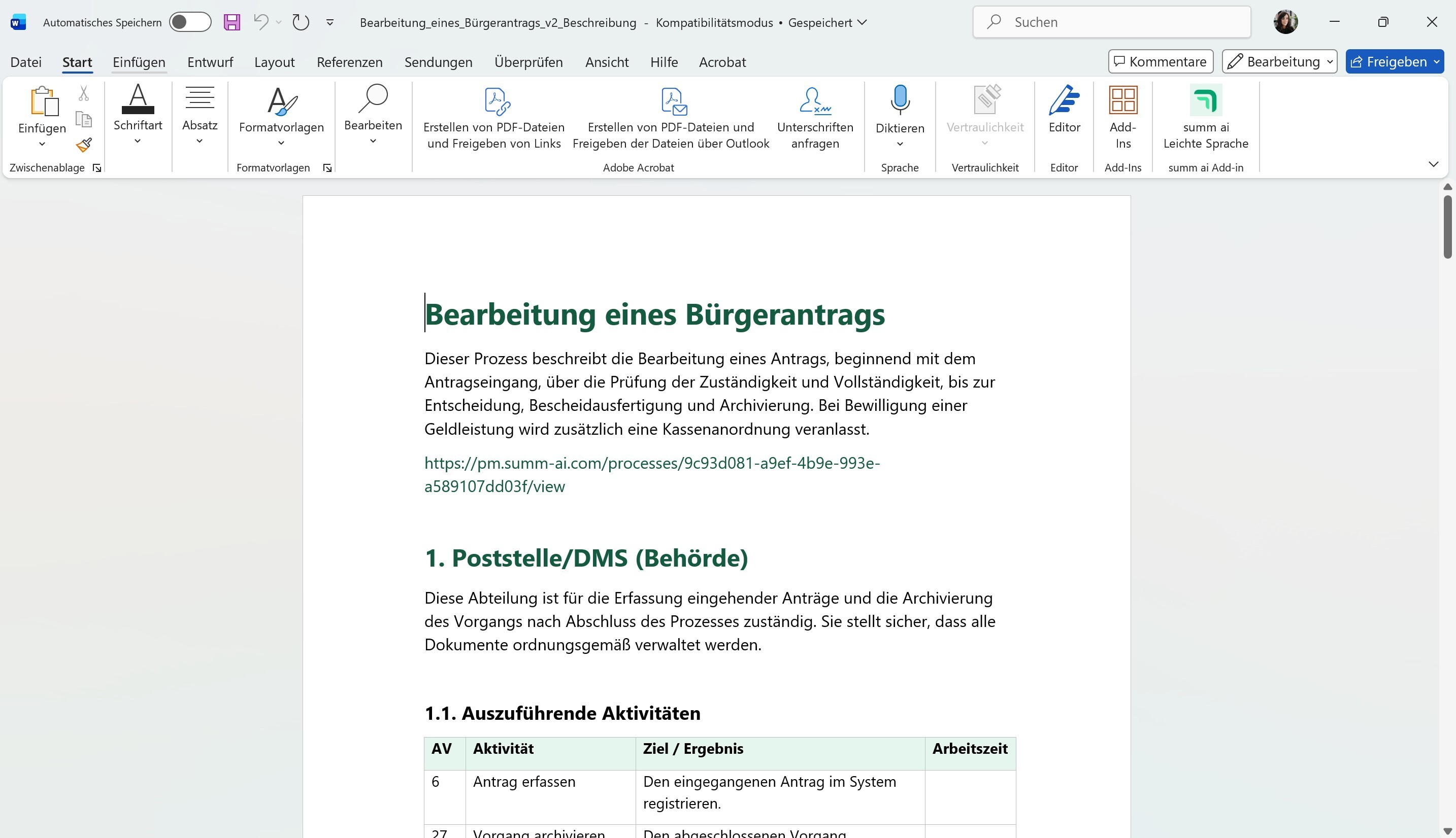 Wordexport summ.ai Prozessmodellierung