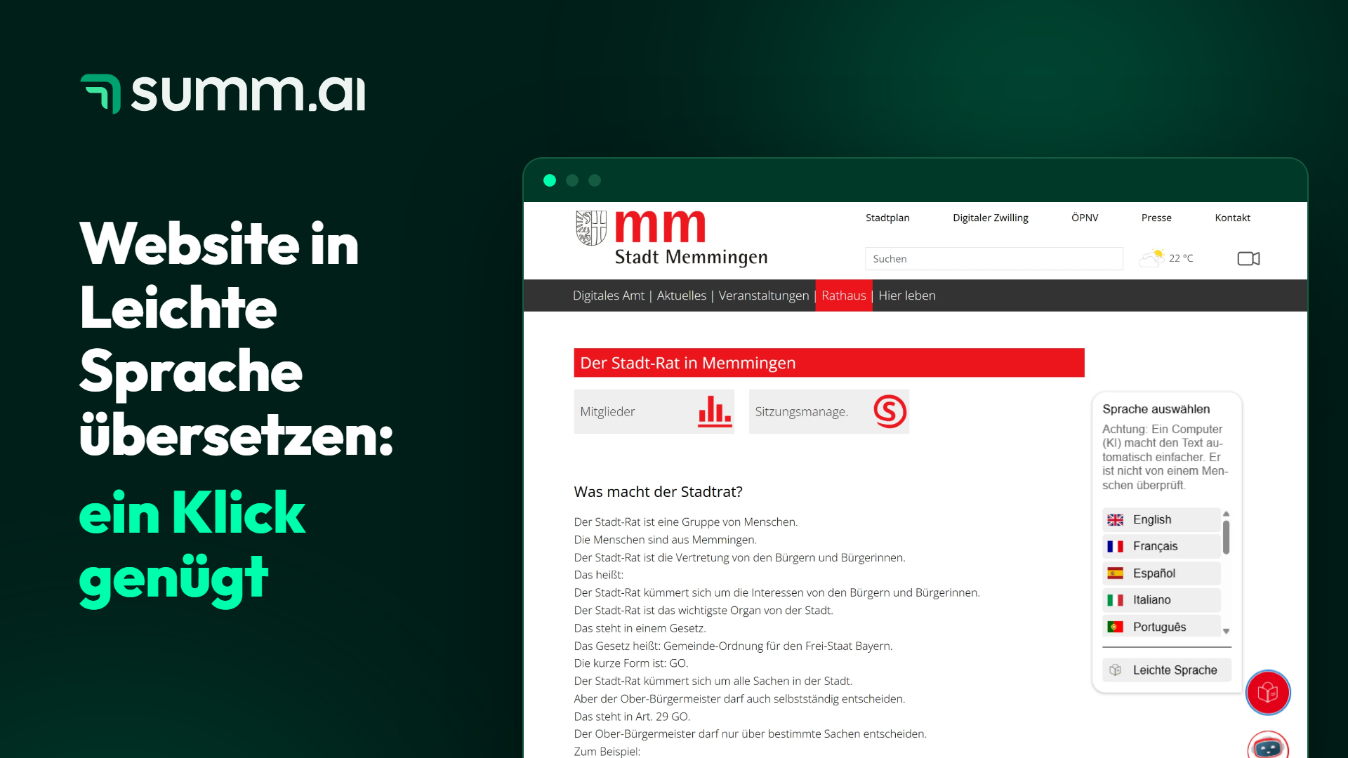 Vorschaubild: Website in Leichte Sprache übersetzen, ein Klick genügt