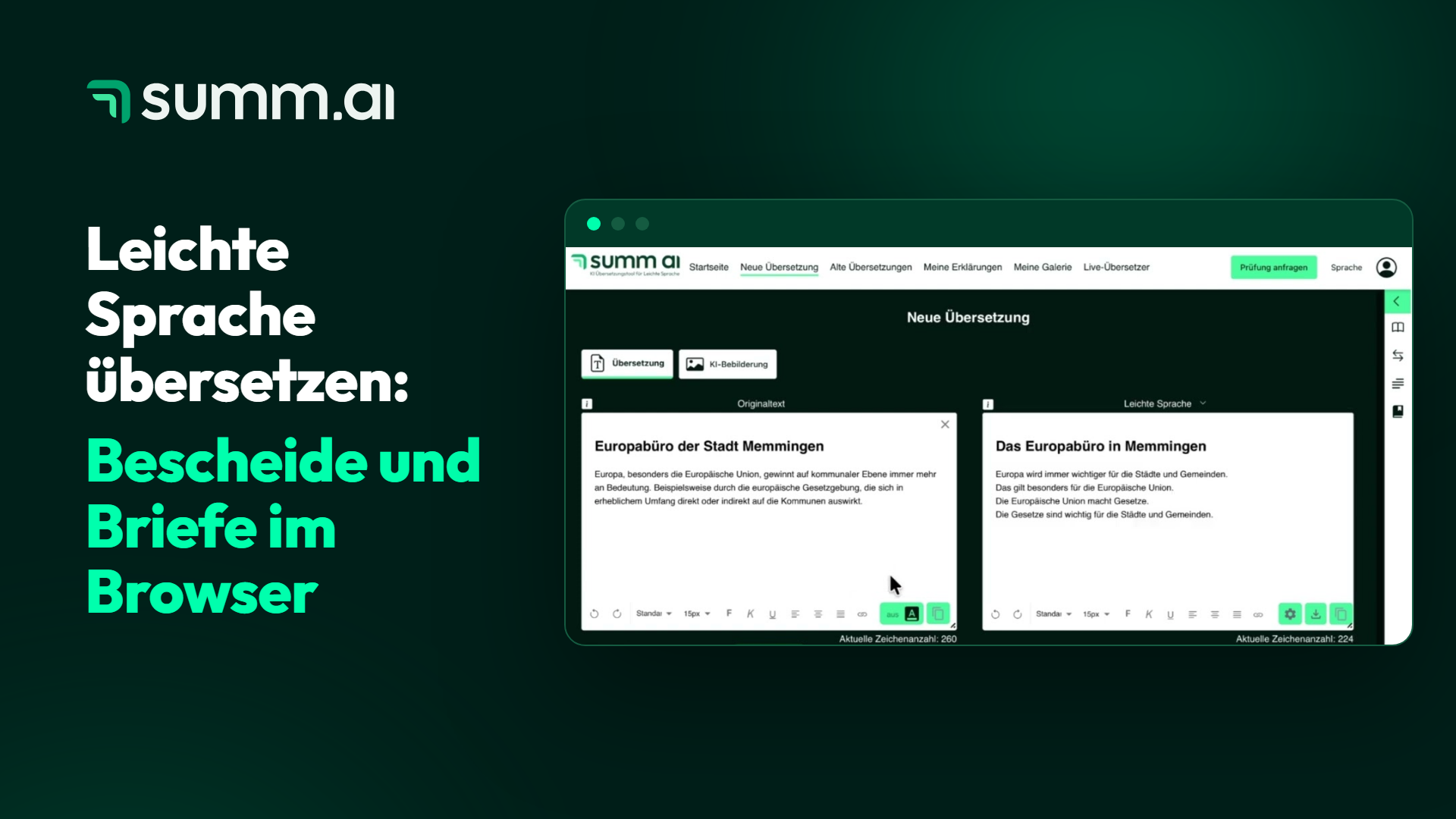Vorschaubild: Leichte Sprache übersetzen, Bescheide und Briefe im Browser